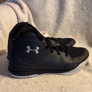 Under Armour Black and White Mid-Top Basketball Sneakers